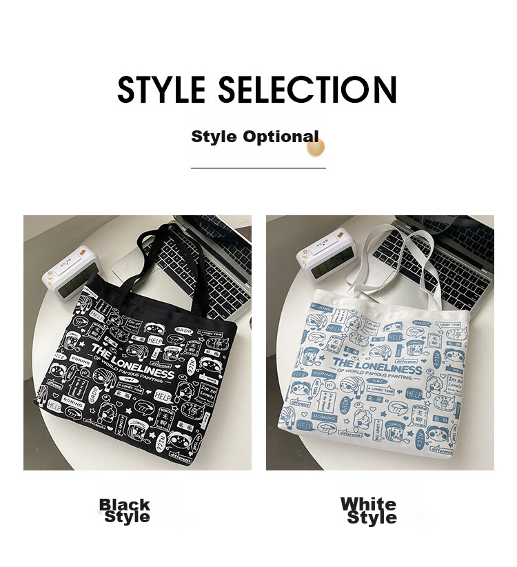 Right Away Canvas Bag, Women's Handbag, Shopping Tote Bag, Eco-Friendly Bag, Large Capacity, for Female Students, Big Size Fabric Bag 3