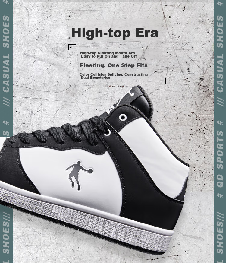 QIAODAN Men's Sneakers, Leather Upper, Air Force One Style, High-Top Skateboard Shoes, Casual Shoes 12