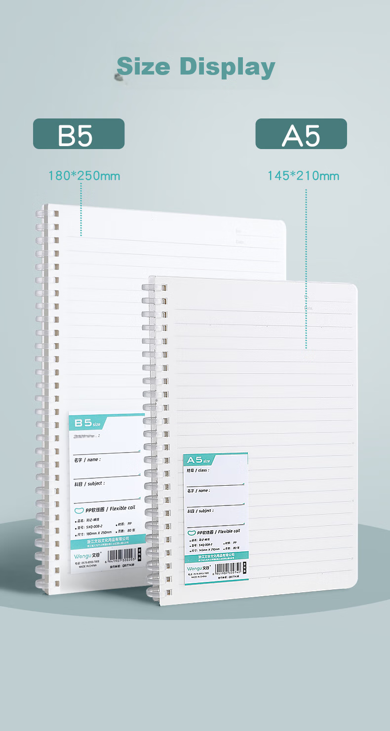 Wengu English Spiral Notebook, 80 Sheets, Simple Design, Aesthetically Pleasing, College Student Homework Book, Office Work Journal, SXQ-008 13