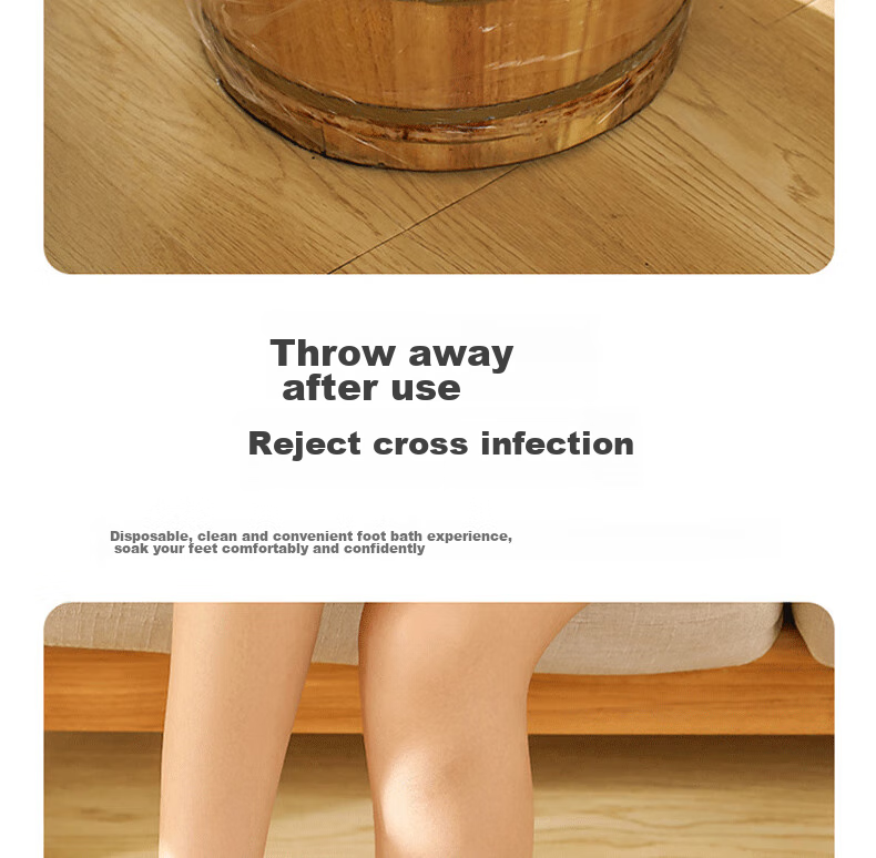 Jiebishi Disposable Foot Bath Bags, 80-Pack, Plastic Bags for Soaking Feet, Thickened Foot Therapy Bags for Wooden Buckets And Foot Wash Basins 7