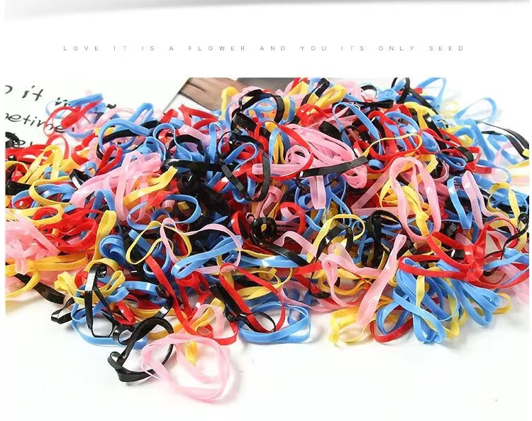 Jingxiaodi Approximately 500 Thickened And Reinforced Disposable Hair Ties, High Elasticity Children's Rubber Bands, Hair Elastics And Hair Bands in Black And Colorful 1