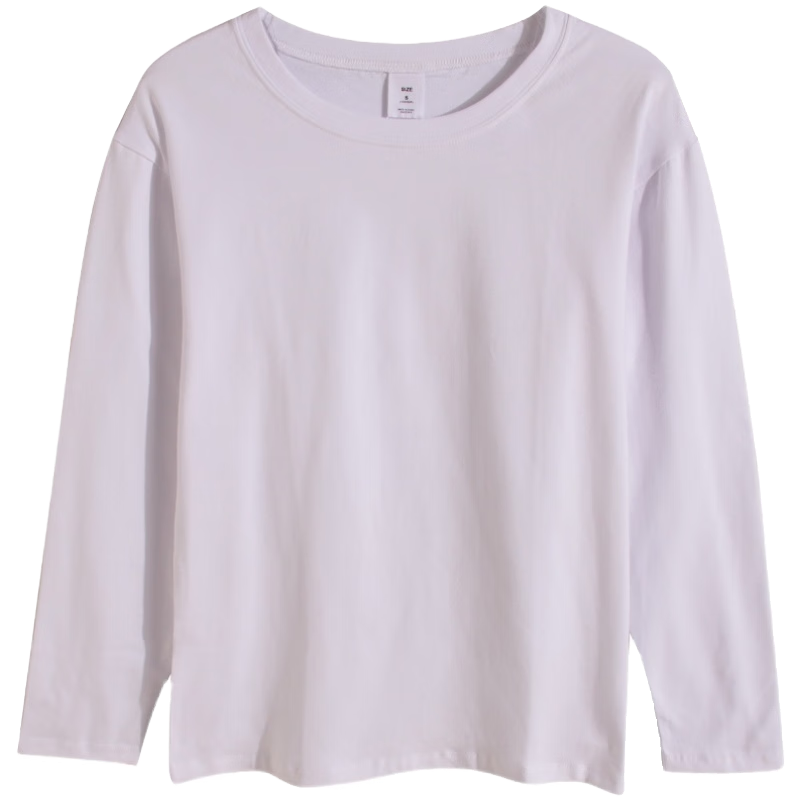 NOME Women's Base Layer, Spring 2026 Simple White Loose Inner Long-Sleeve Undershirt Top, White, 2XL