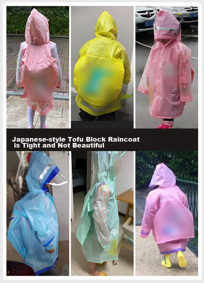 Moremerry Children's Raincoat for Boys And Girls with Backpack Space, Waterproof And Breathable, Stylish Rain Poncho for School, Apple Green, 2XL 7
