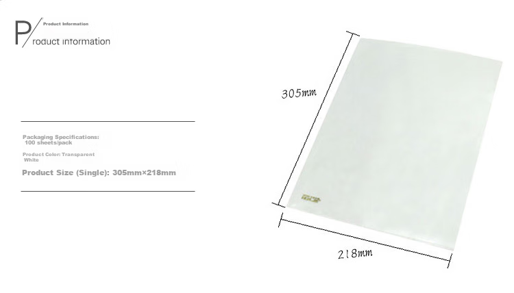 TANGO A4 Transparent File Folder, L-Shaped Document Organizer, 100 Pieces, Single Sheet Two-Page Style, Office Storage File Holder, Invoice Pouch, Thickened Waterproof Dustproof Two-Page Folder, Document Sleeve 2