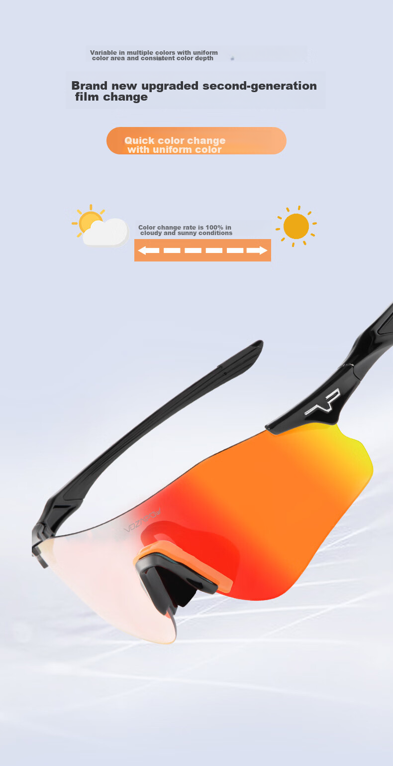 VOZAPOW Professional Marathon Running Glasses Frame, Photochromic Day And Night Dual-Use Trail Running Sports Cycling Goggles for Me 8