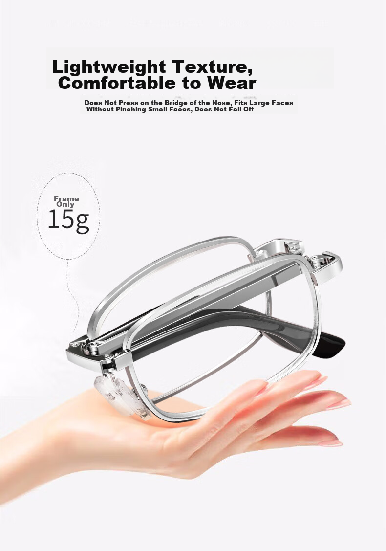 BAINIANHONG Foldable Portable Reading Glasses for Men, High Definition Anti-Blue Light Genuine Reading Glasses for Men, Protective Eyewear 1860-200 6