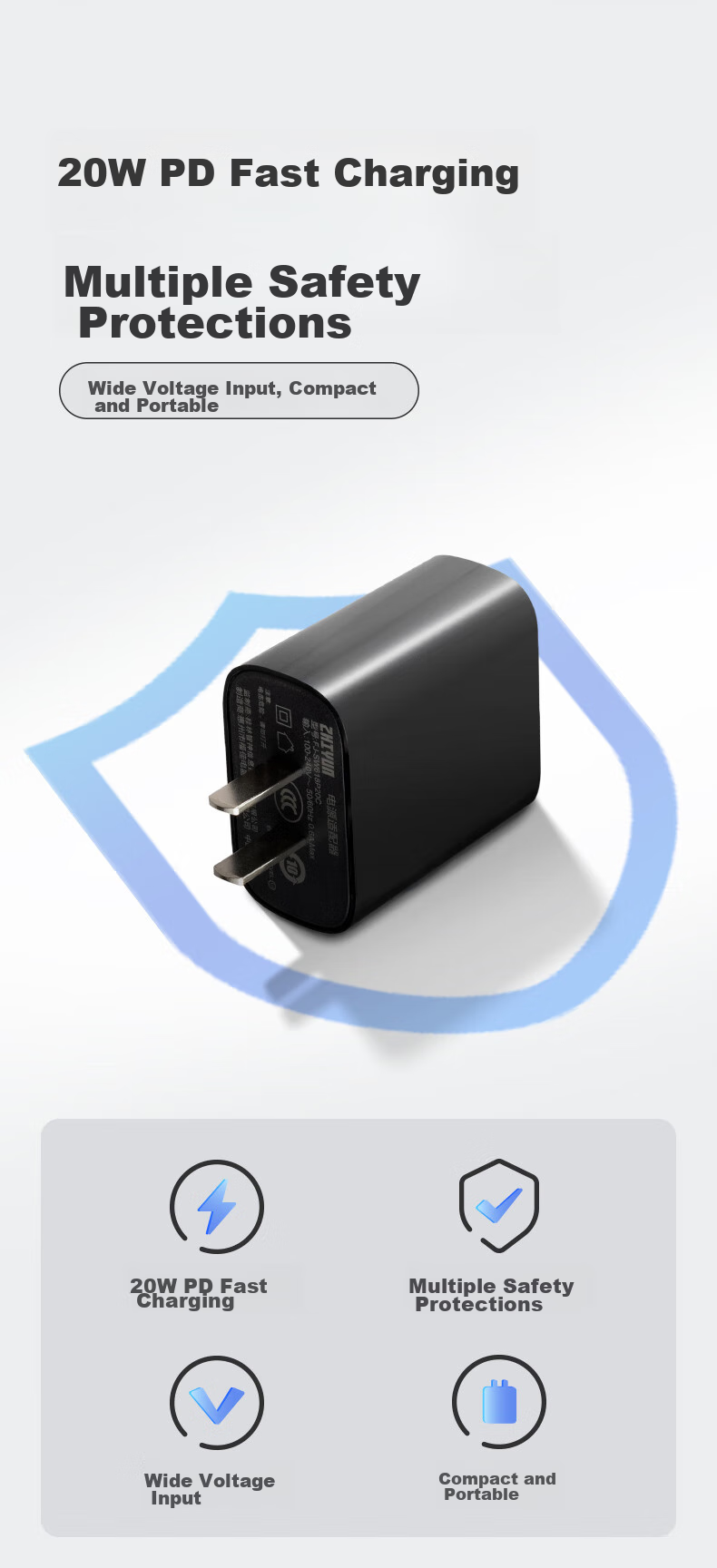 Zhiyun Fill Light Accessory, 20W PD Fast Charger USB-C, Compatible with X100/M20/Wuxu CX100/C100/CF100/CM25/CM15 1