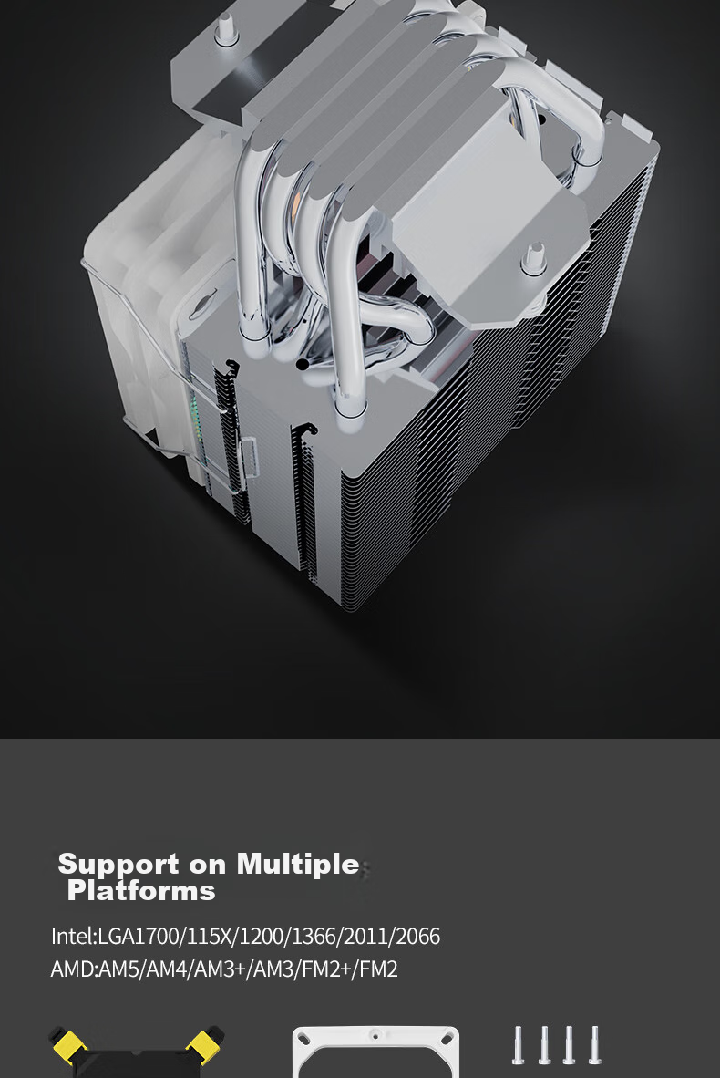 Great Wall Shanhe S400i CPU Air Cooler (4 Heat Pipes/PWM/Motherboard Clearance/12CM Fan/Supports 1851/115X/Intel Specific/Not AMD Compatible) 7