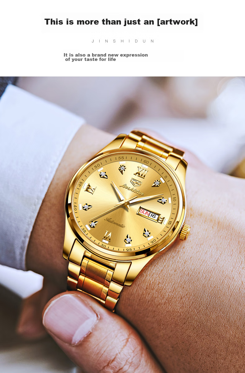 JIN SHI DUN Men's Automatic Mechanical Watch Swiss Certified Brand Luminous Ruby Bearings Valentine's Day Gift for Boyfriend 7
