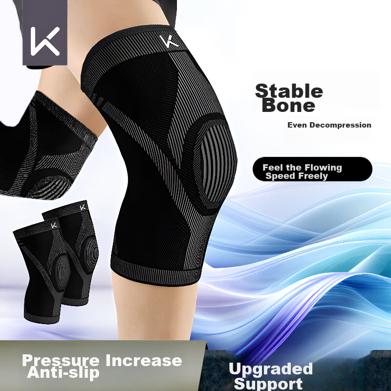 Keep Breathable Knee Pads for Running And Jump Rope, Non-Slip Thin Professional Knee Guards for Men [2-Pack] Black XL