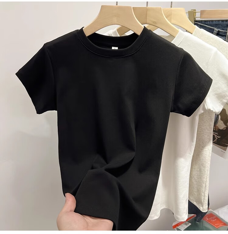 TUCANO Pure Cotton Regular Shoulder Short-Sleeve T-Shirt for Women, Summer New Style Inner Wear Slim-Fit Base Layer Top Trendy Tee White S 13