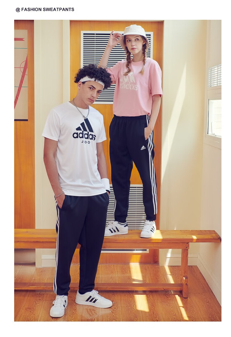 Adidas Men's Sports Pants, Cotton, Autumn Running, Outdoor, Loose Casual Trousers, Black And White, XS 13