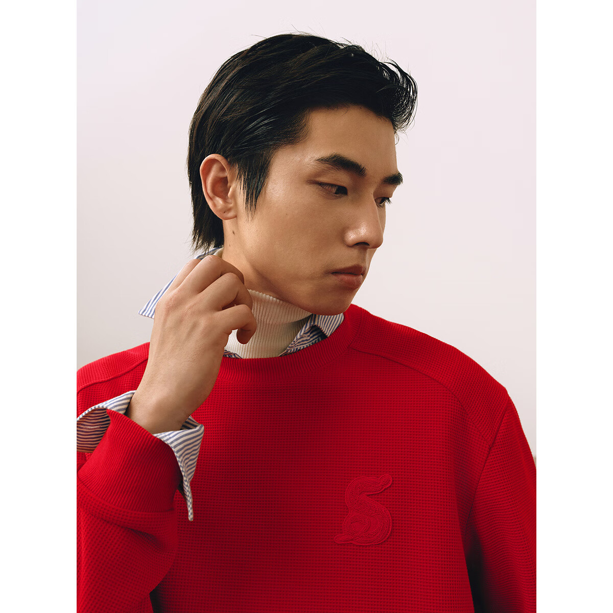 GXG Men's Clothing, Multi-Color Long-Sleeve Top, New Year Sweatshirt, 2025 Spring New Product, Red, 180/XL