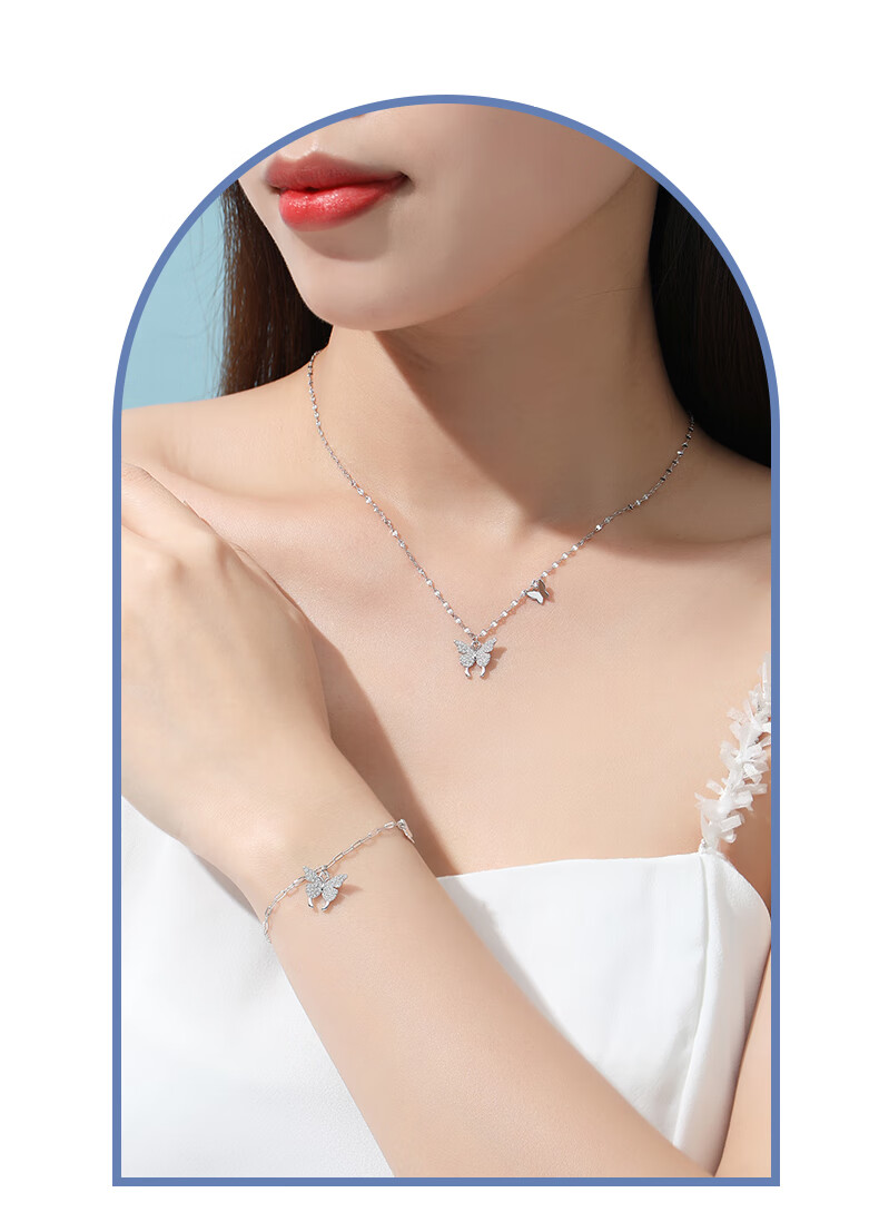 Dijing 999 Sterling Silver Butterfly Necklace for Women, Elegant Pendant, Best Friend Jewelry, Luxurious Niche Birthday Gift for Girlfriend 3