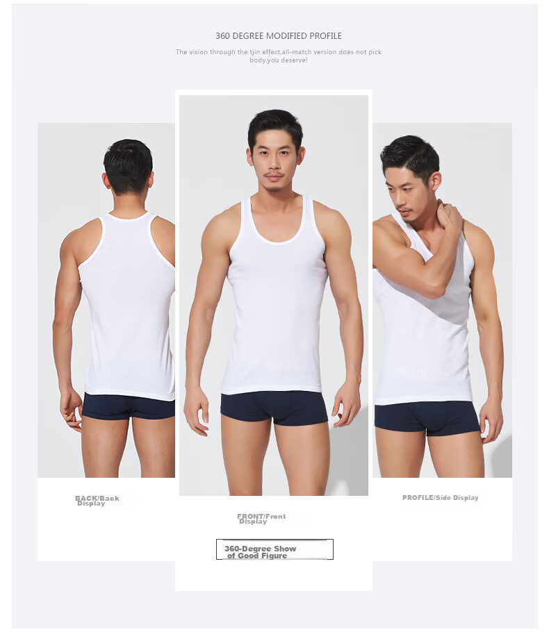 Yiershuang [100% Pure Cotton] 3-Pack Men's Tank Tops, Athletic Ribbed Slim-Fit Undershirts for Me 4