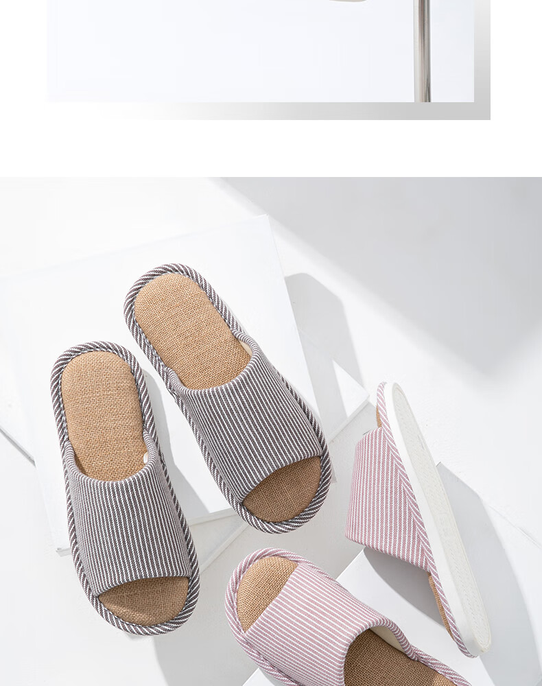 GUOLUOFEI Japanese-Style Linen Slippers for Men, Home Cotton And Linen Casual Couple Slippers for All Seasons, Khaki Color, Size 40-41 17