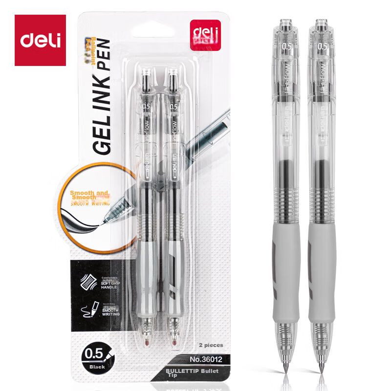 Гелевая ручка Deli Premium Smooth Series, 0.5 мм, черная, 2 шт.