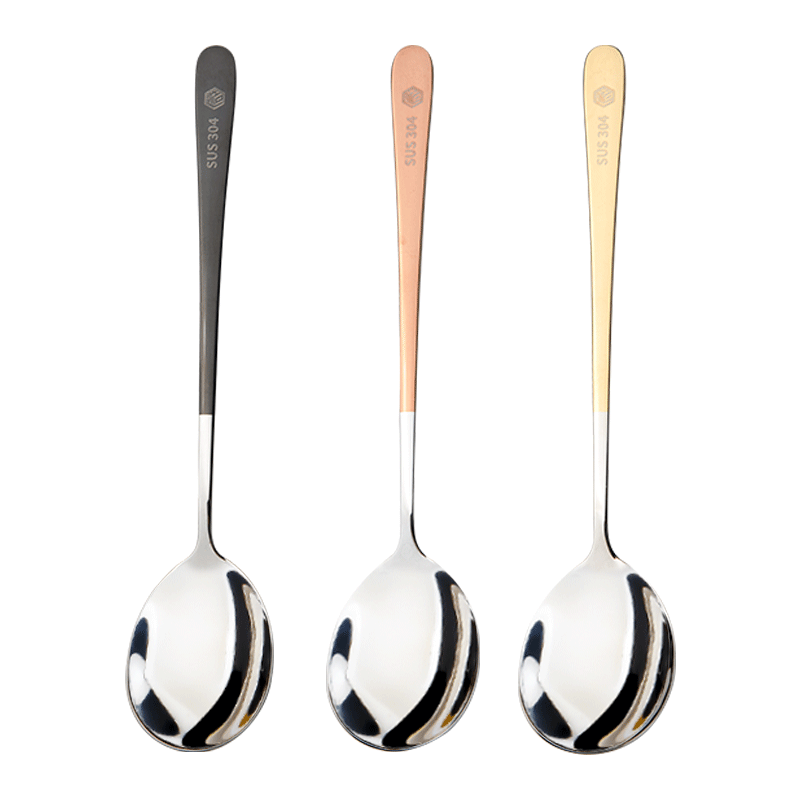 JD Original Spoon, Soup And Rice Spoon, 304 Stainless Steel Food Utensil, Iridescent Divided Serving Spoon [Electroplated And Colorfast], Set of 3