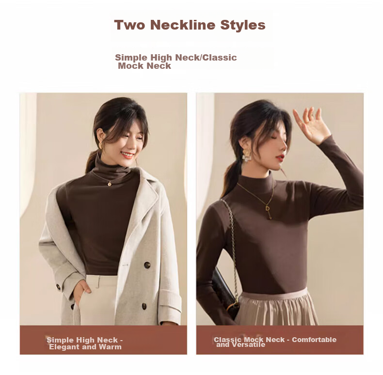 XUEXIMAN Turtleneck Basic Base Layer for Women, Autumn And Winter German Velvet Brushed Base Shirt, Skin-Friendly Inner Wear Top, Slim-Fit And Slimming, Suitable for Outerwear 8