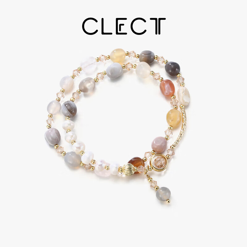 Clect Double-Layer Crystal Bracelet for Women, Versatile Design Beaded Bracelet, Fresh Jewelry, Birthday Gift for Girlfriend