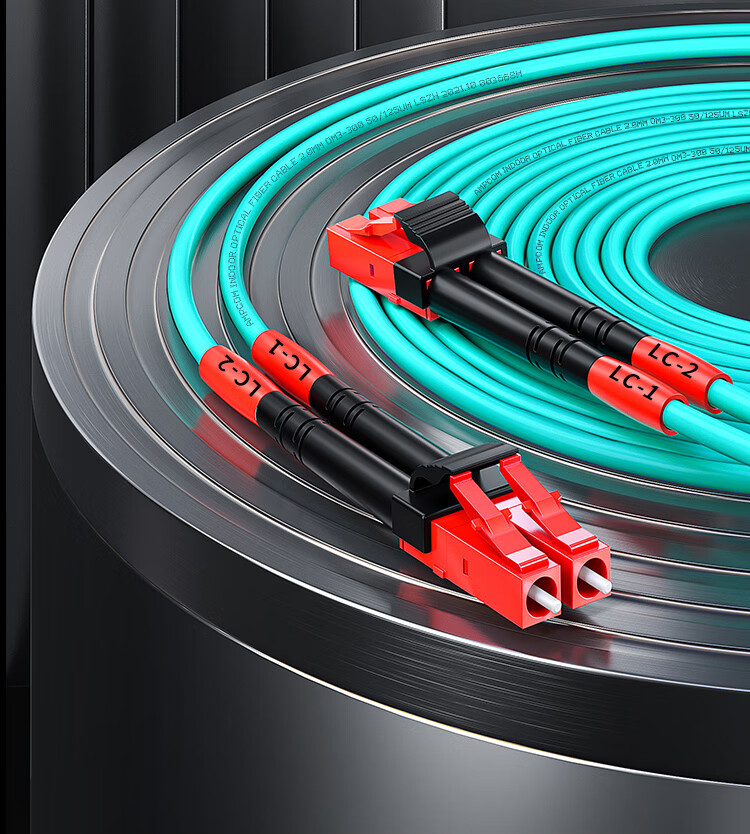 AMPCOM Telecom-Grade 10 Gigabit OM3-300 Fiber Optic Patch Cable, LC-LC Multimode Dual-Core, 50/125 Low Smoke Zero Halogen, Class 2.0 Flame Retardant, 10G/40G Long Fly A-Optic 5 Meters AMO32LC205 2