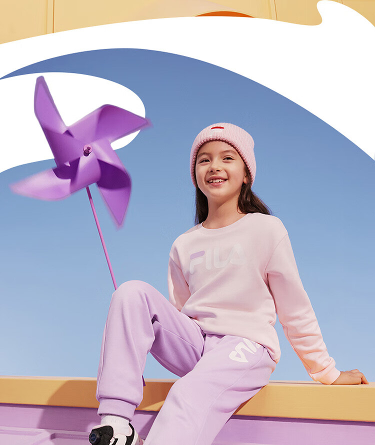 fila斐乐童装儿童卫衣2022秋季潮男女童套头加绒休闲运动上衣