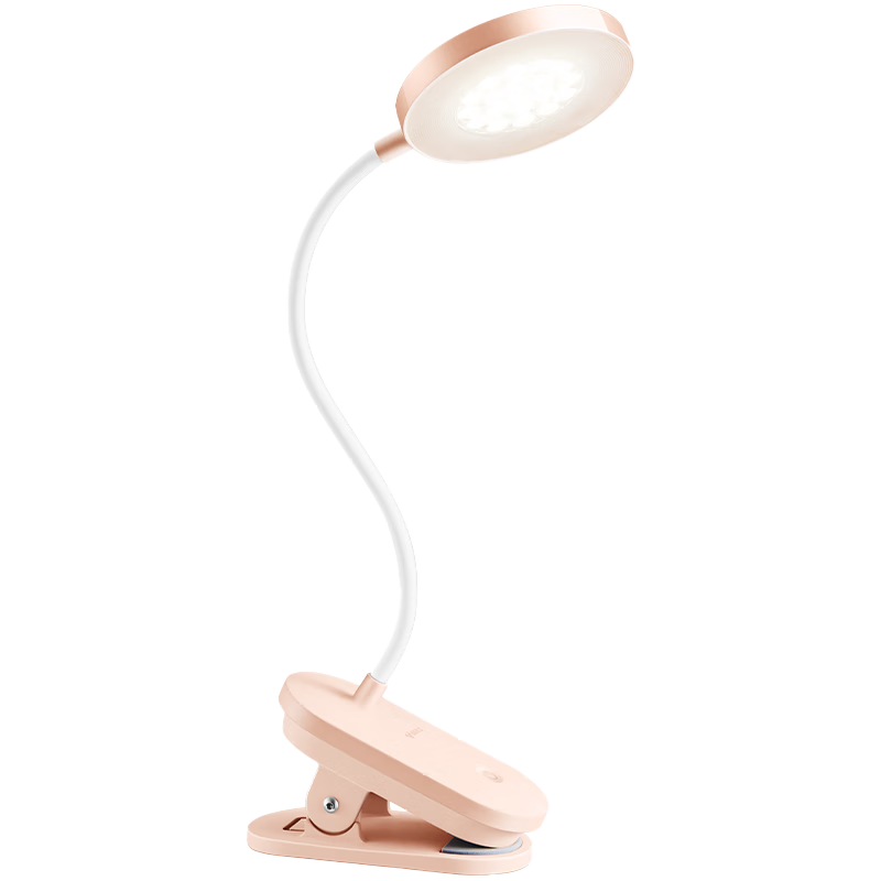 BULL A-Grade Illumination ML-D005B Dual-Use Plug-In And Rechargeable Stepless Dimming Dormitory Home Clip-On Desk Lamp Pink 4000K