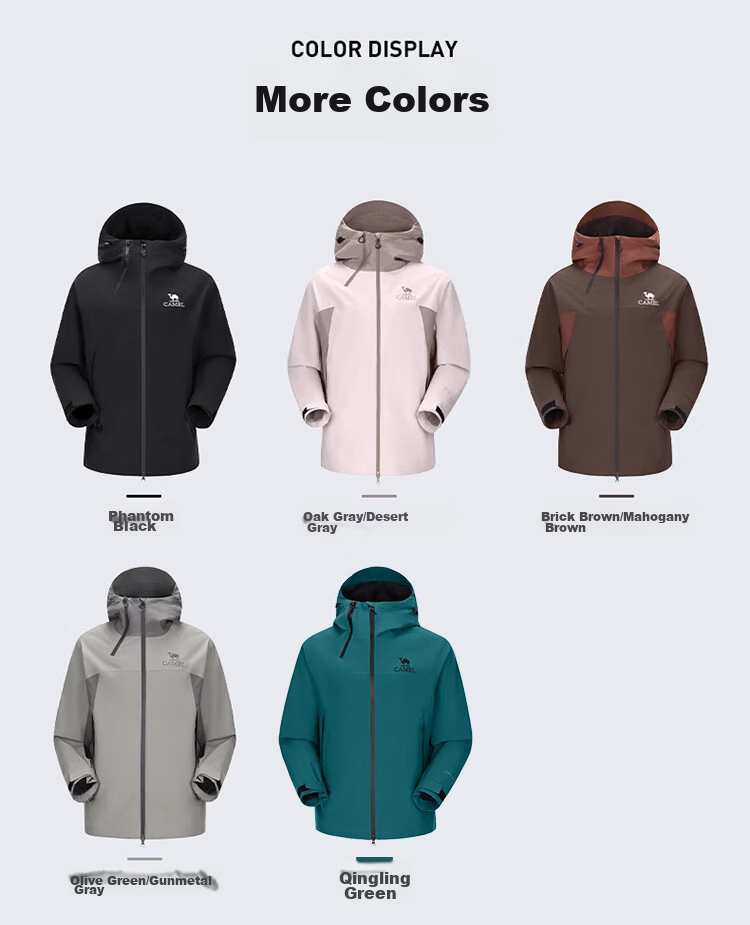 CAMEL Outdoor Hardshell Jacket for Men And Women, Windproof And Waterproof Coat, New Autumn Hiking Wear 2024 [Black Armor] R727 16