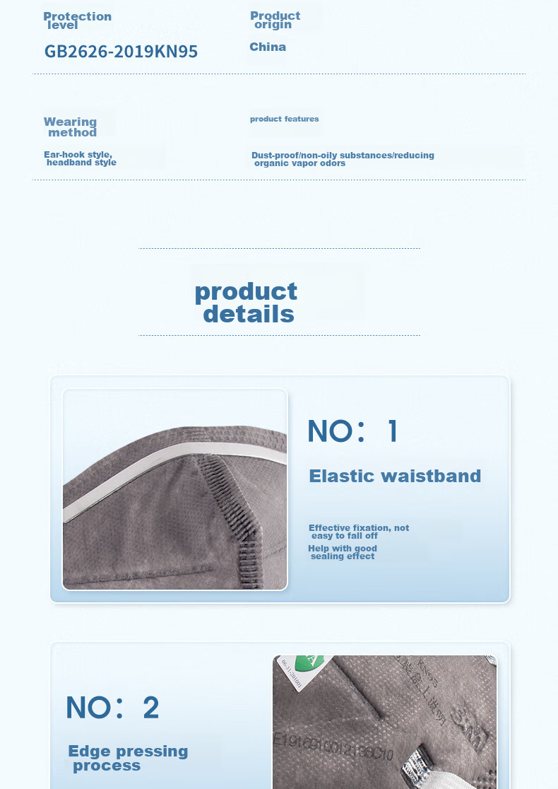 3M 9541 Activated Carbon Mask for Dust Protection, Industrial Dust, Droplets, Smog, PM2.5 Particles, Odors, KN95 Ear-Loop Style, Individually Packaged [25 Pieces/Box] 9