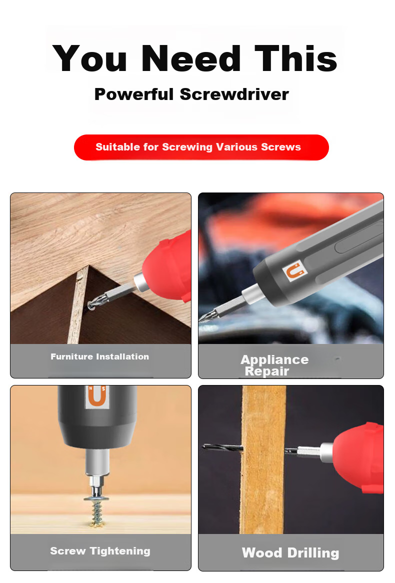 Kafuweier 3.7V Electric Screwdriver Set, Household Mini Electric Screwdriver, 4PCS P5032 2
