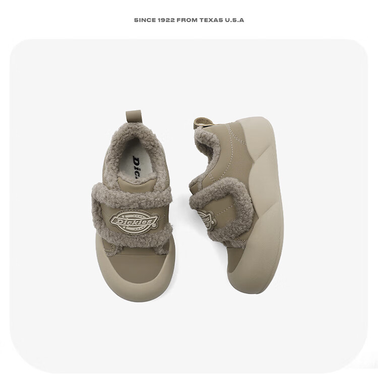 Dickies Children's Cotton Shoes, Winter Fleece-Lined Warm Wear-Resistant Casual Shoes, Kids' Flat Shoes, Trendy Shoes for Girls, Dexun Shoes 10