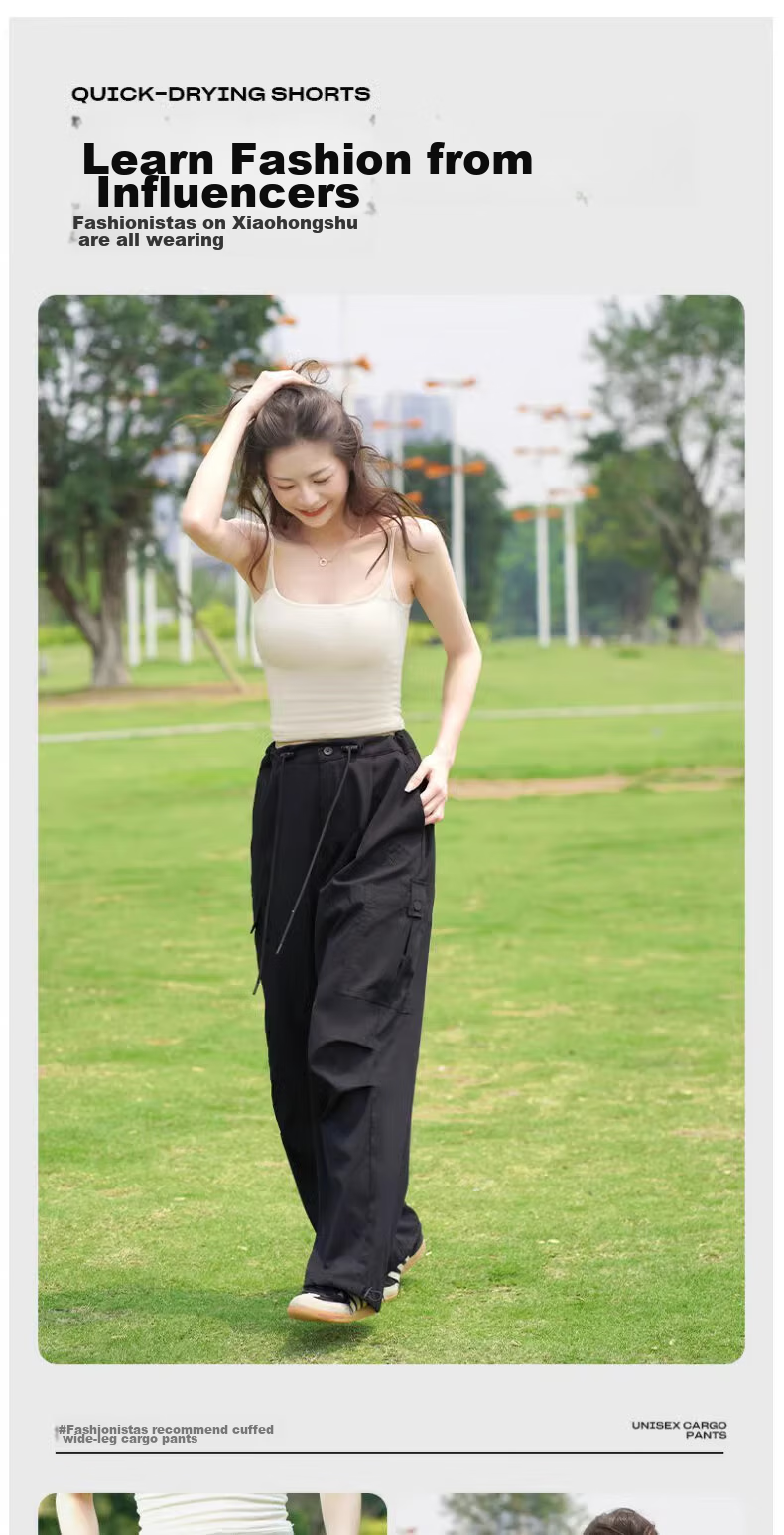 CAMEL [Dilireba's Style] Outdoor Quick-Dry Pants, Loose Wide-Leg Trousers, Cool Breathable Joggers, Cargo Pants 6016 2