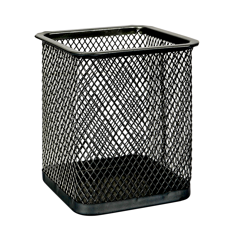SIMAA [Best-Seller Recommendation] Square Pen Holder with Mesh Anti-Rust Metal Office Design, Creative Minimalist Desktop Storage, Black, 1 Piece 7063