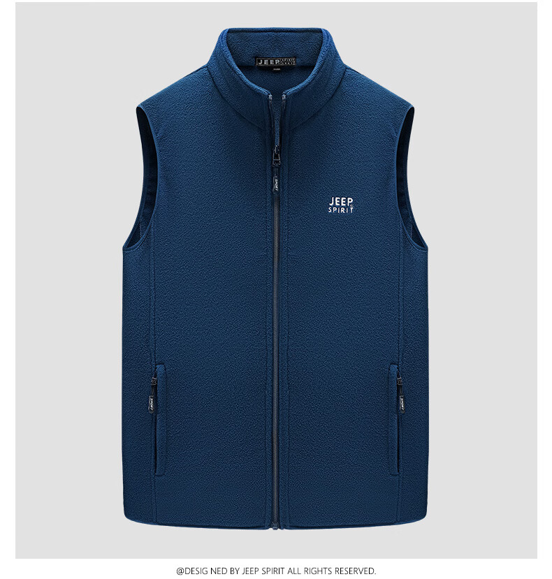 JEEP SPIRIT Men's Fleece Vest, Spring And Autumn Stand-Up Collar Sleeveless Tank Top, Men's Outerwear Jacket, Black, 3XL 8