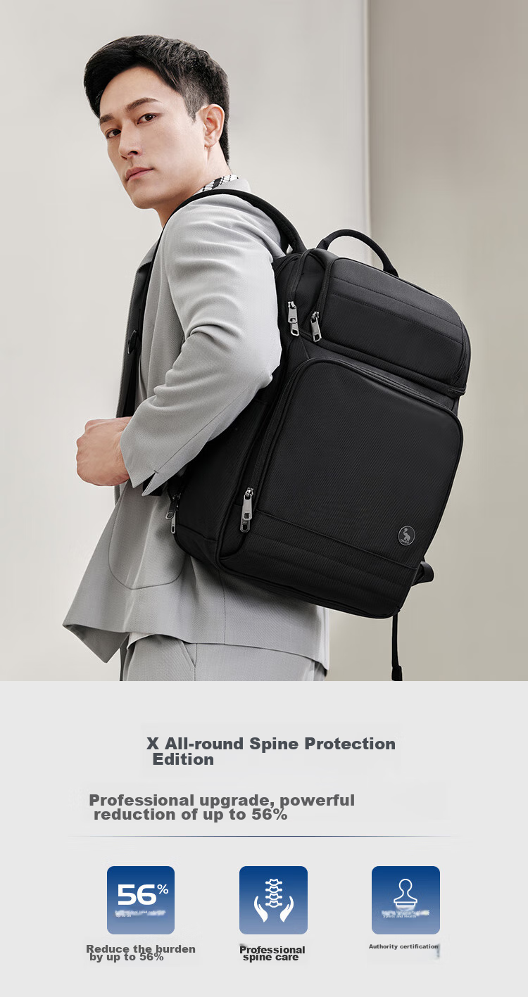 OWAS Backpack Laptop Bag for Men, 16-Inch Travel Business Lightweight Luxury Black Backpack 1