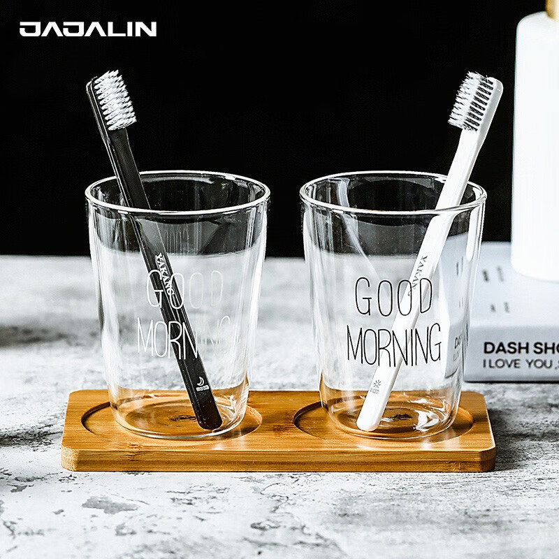 JAJALIN Simple Glass Mouthwash Cup, Toothbrush Cup, Washing Cup, Couple's Cup, Creative Minimalist Transparent Toothbrush Cup, Single Pack