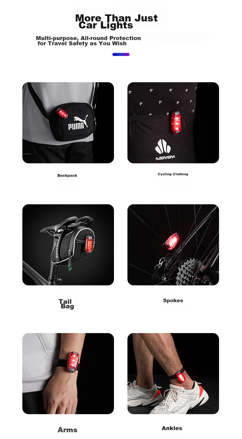 ROCKBROS Bicycle Light Tail Light for Mountain And Road Bikes, Warning Night Riding Helmet Running Light, Portable Accessory ZPWD-1 Tail Light 6