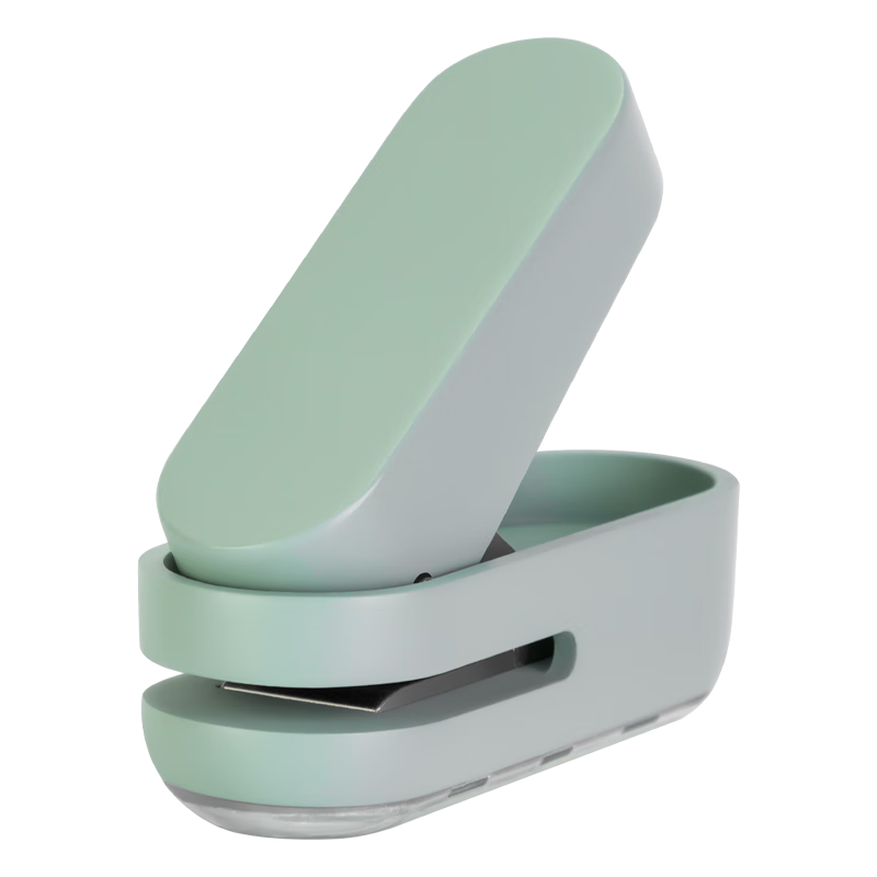 Deli Hole Puncher Loose-Leaf Binder, Single-Hole Punching Machine, Small Push-Type File Folder Thickener Puncher, Children's Handmade Bead Puncher with Dust Collection, Green NS088