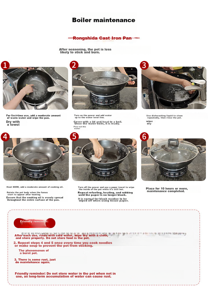 Royalstar Electric Wok, Steamer Pot, Cooking Pot, Shandong Pot, Household Cast Iron Stew And Steam Cooker, Non-Stick Pan, Multi-Functional Steamer for Buns, RDQJ3-34 Single Steamer Appliance 2