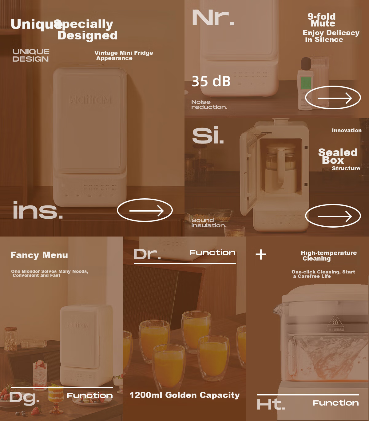 Beiouwolang Mini Refrigerator Blender Soy Milk Maker Quiet Operation Home Use Food Processor Heating Fully Automatic Juicer Multi-Functional Easy-To Cereal Health Supplement Machine M1 4