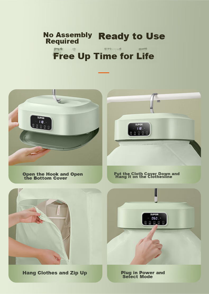 SUPOR Clothes Dryer for Home Use, Easy Storage, Baby Clothes Dehumidifier And Drying Machine, UV Double Sterilization, Quick-Dry Air Intelligent Timer Clothes Dryer 520B 11