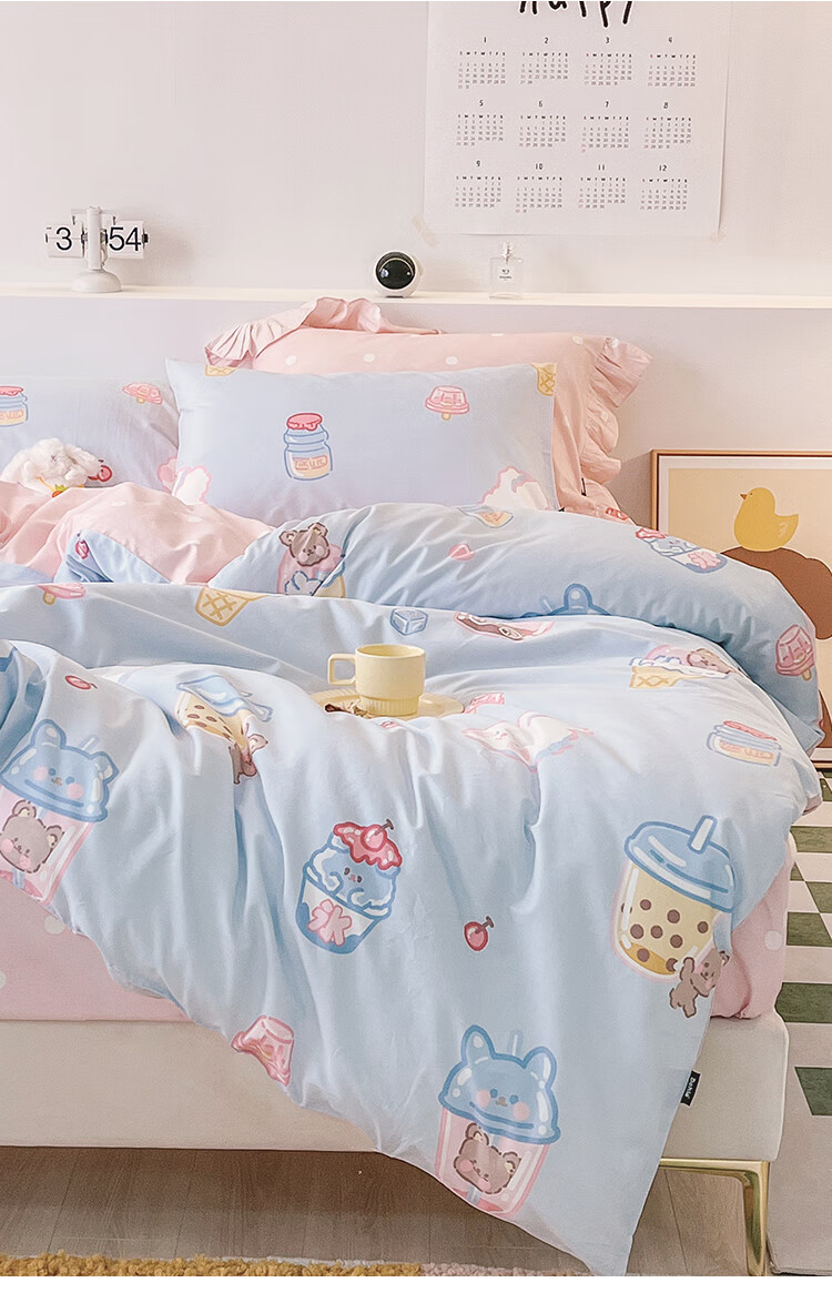 Dohia Pure Cotton Duvet Cover Single Piece, Cute Cartoon Print All-Cotton Bedding, for 1.5-Meter Bed, 203*229cm 2