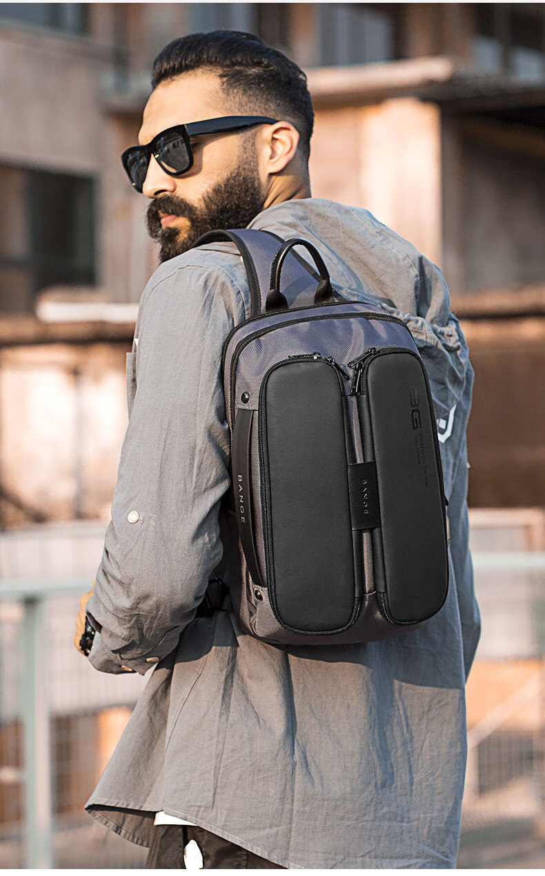 Bange Chest Bag for Men, Travel Shoulder Bag, Business Casual, Multi-Compartment, Large Capacity, Versatile, 11-Inch Tablet Crossbody Bag, Black 6
