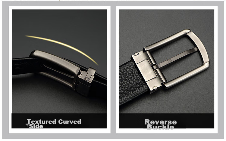 CROCODILE Versatile Youth Top-Grain Leather Casual Belt for Men with Pin Buckle, Birthday Gift ZT341 Black 6