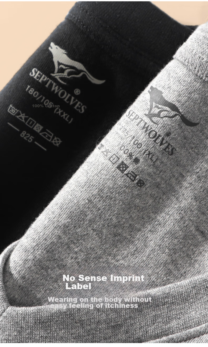 SEPTWOLVES [Antibacterial] Men's Autumn And Winter Undershirt, Pure Cotton Thermal Top, Men's Warm Underwear, All-Cotton V-Neck Cotton Sweater 15