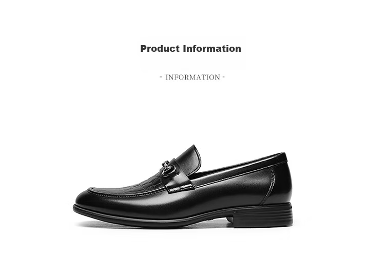 Goldlion Men's Leather Shoes, Loafers, Fashionable And Comfortable Slip-On Business Casual Shoes, 58013089501A, Black, Size 37 16