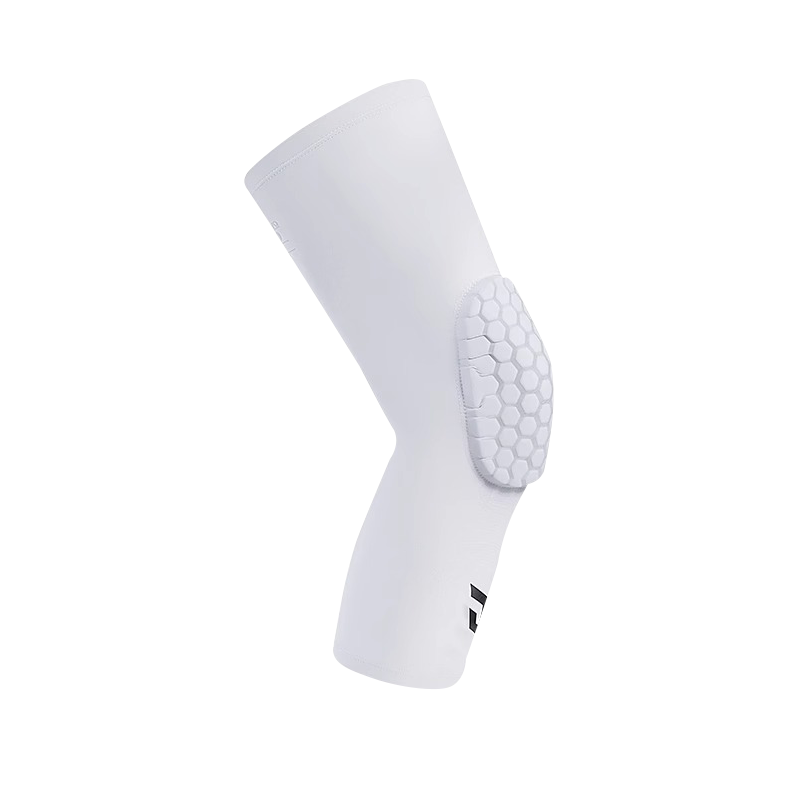 TEEIS Basketball Knee Pads, Sports Equipment for Men, Long Professional Honeycomb Anti-Collision Protective Gear, Breathable Knee And Leg Guards, White, Size L