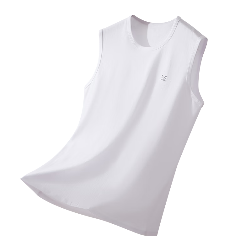 MiiOW Wide-Shoulder Tank Top for Men, Sleeveless T-Shirt, Pure Cotton Antibacterial Undershirt, Round Neck Spring And Autumn Undershirt, Breathable, 3XL