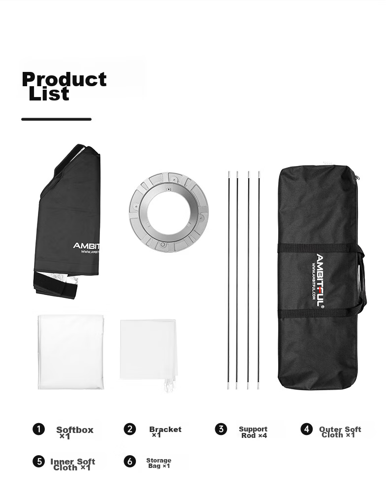 AMBITFUL FW60*90cm Square Softbox, Yongka Port, Square Softbox, Photography Studio Light Box, Softbox, Soft Light Cloth, Foldable Square Softbox 14