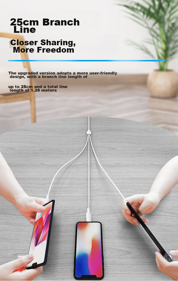 Zitai Three-In Data Cable Charger Set for Apple And Huawei Phones, Fast Charging for IPhone 18/17/16/15/14/13, Huawei 2A Charger + 1.2m Three-In White 6
